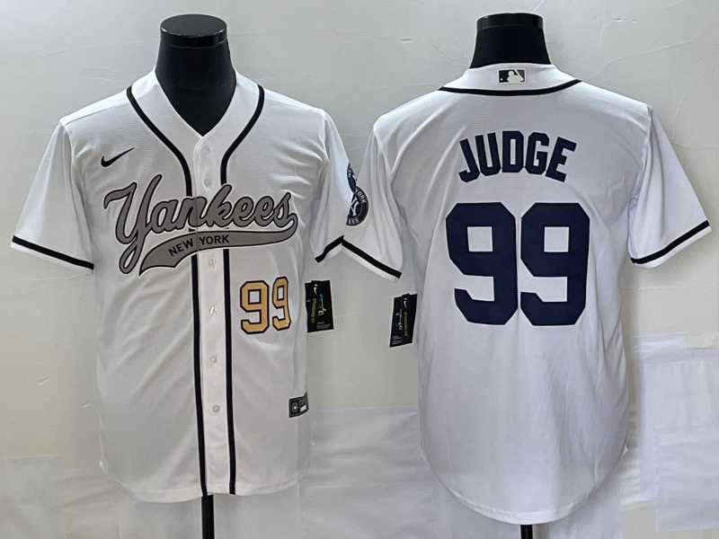Men%27s New York Yankees #99 Aaron Judge Number White Cool Base Stitched Baseball Jersey->new york yankees->MLB Jersey